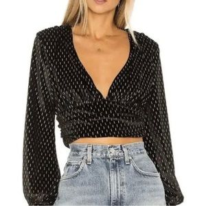 House of Harlow x revolve 1960 top large black gold v-neck stretchy waistband